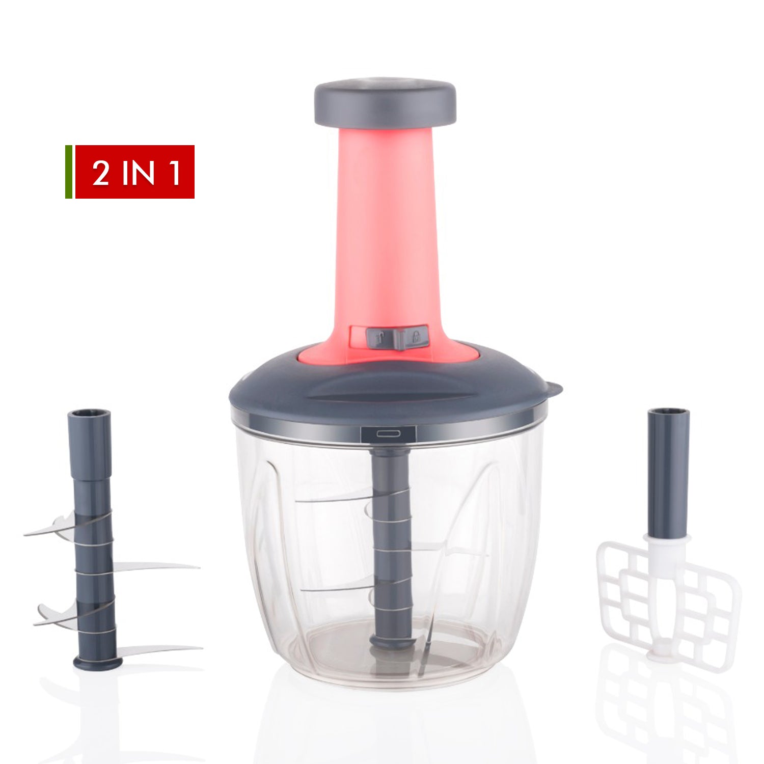 5368 1100 ml 2 in 1 Push up Chopper with Blender affixed with 6 Sharp Blade | Vegetable and Fruit Cutter with Easy Push and chop Button 5368 1100 ml 2 in 1 Push up Chopper with Blender affixed with 6 Sharp Blade | Vegetable and Fruit Cutter with Easy Push and chop Button